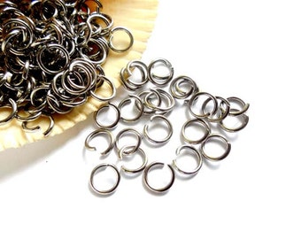 100 Stainless Steel Jump Rings 8mm, Open Loop - 9-SS-8OL