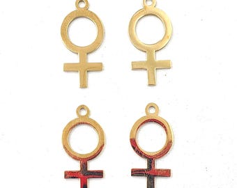 2 Or 4 Antique Gold Female Symbol Charms - 21-14-2