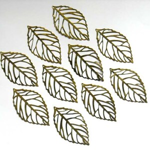 10 Antique Bronze Or Antique Silver Leaf Charms 6-20 image 8