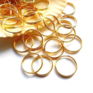 40 Gold Plated Double Loop Split Jump Rings 12mm 8-17 image 1