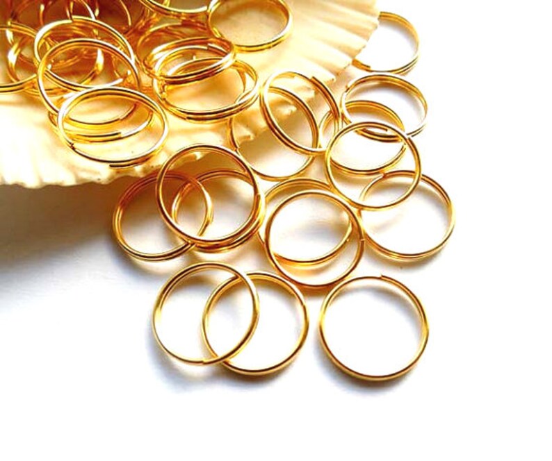 40 Gold Plated Double Loop Split Jump Rings 12mm 8-17 image 1