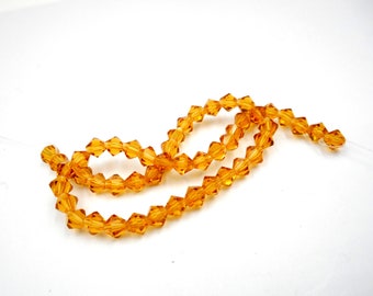 50 Amber Bicone Glass Beads - 41-3-8