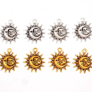 4 Antique Gold Or Antique Silver Sun/Moon Eclipse Charms - 29-76