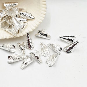 10 Silver Cone Bead Caps - 41-1-13