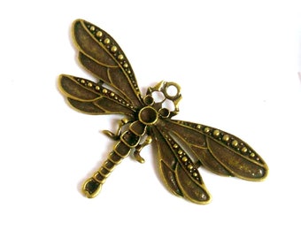 1 Antique Bronze Dragonfly Charms - 21-29-2