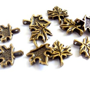 10 Antique Bronze Maple Leaf Charms 21-47-4 image 5