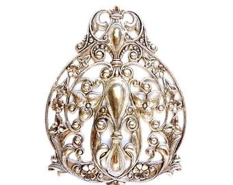 1 Antique Silver Victorian Style Stamping - 22-20-3