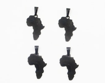 4 Black Stainless Steel Africa Pendant/Charms - 32-61-A