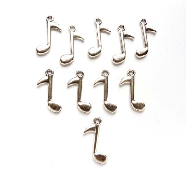 Note Charms 10 Antique Silver Music Note Charms - 30-T-18 - Etsy