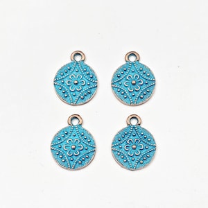 4 Blue Patina/Antique Copper Charms - 21-56-11