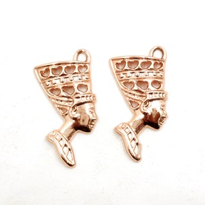 2 Rose Gold Plated Nefertiti Pendant/Charms 20-C-6B image 1