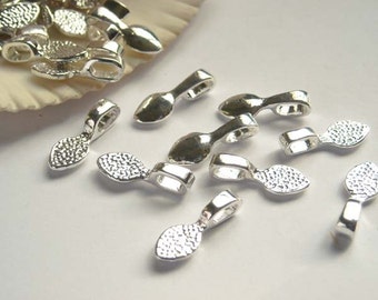 10 Silver Plated Glue On Flat Pad Bails - 16-14