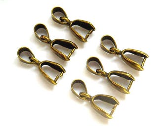 10 Antique Bronze Pinch Bails - 16-30