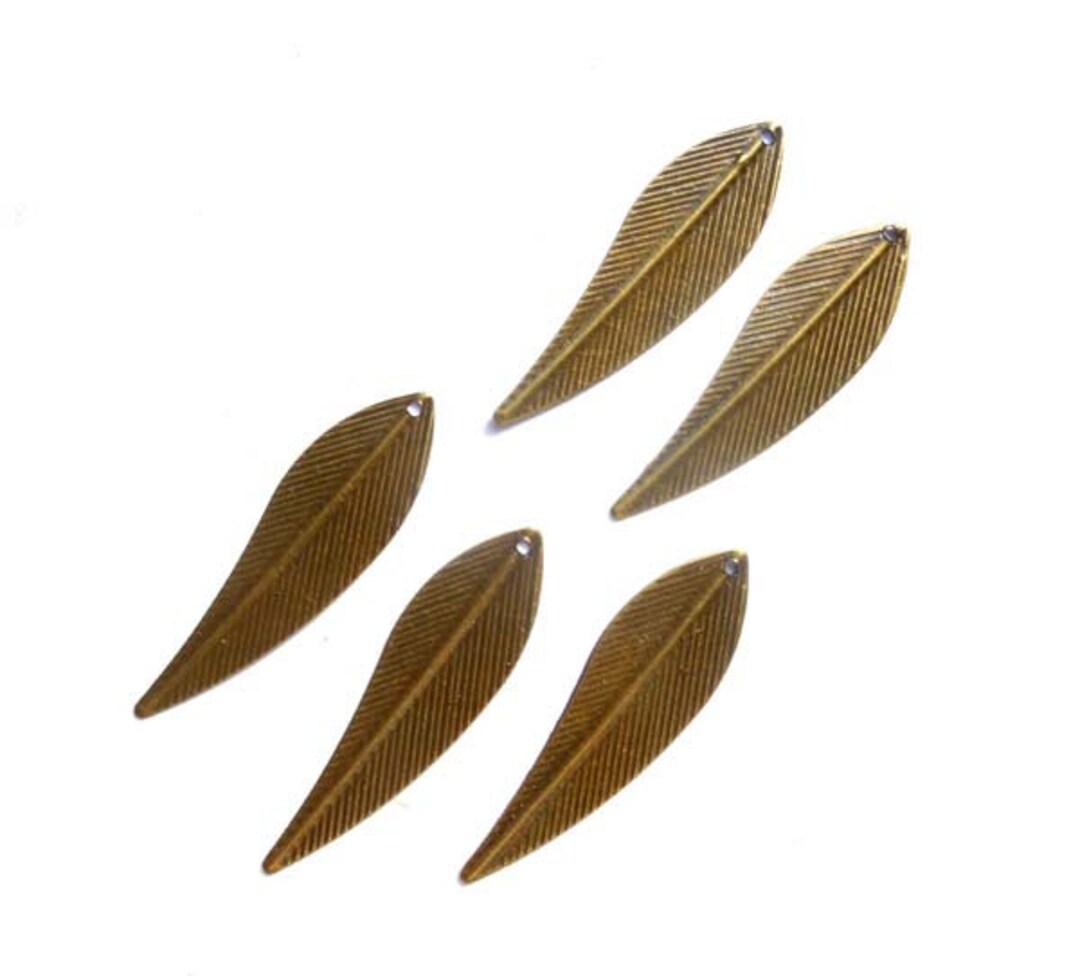 5 Antique Bronze Leaf Pendant/charms 21487 Etsy