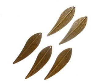 5 Antik Bronze Blatt Anhänger / Charms - 21-48-7