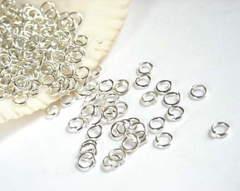 50 Or 100 Silver Plated Jump Rings 4mm, Open Loop - 7-2