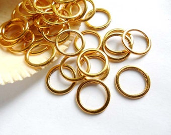 50 Or 100 Gold Plated Closed Jump Rings - 14mm - 8-11