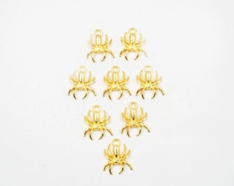 10 Antique Gold Spider Charms - 29-77-A