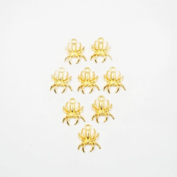 10 Antique Gold Spider Charms - 29-77-A