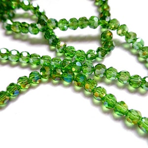 100 Green AB Faceted Electroplated Glass Beads - 41-3-20