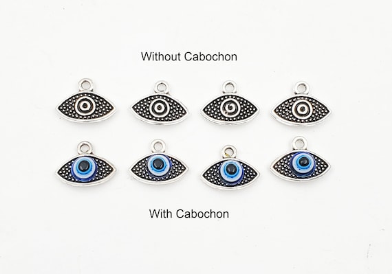4 Antique Silver Evil Eye Charms - 21-34-15