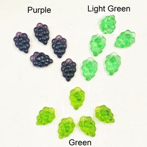 5 Purple, Light Green Or Green Glass Grape Charms - 25-85-A