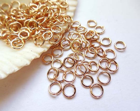 50 or 100 Rose Gold Plated Jump Rings 4mm, Open Loop, Jewelry Making  9-RG-4OL 