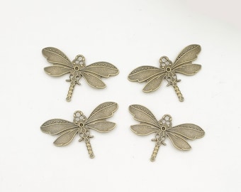 4 Antique Bronze Dragonfly Pendant/Charms - 20-R-11