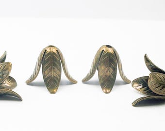 4 Antique Bronze Flower Bead Caps - 41-1-24-A