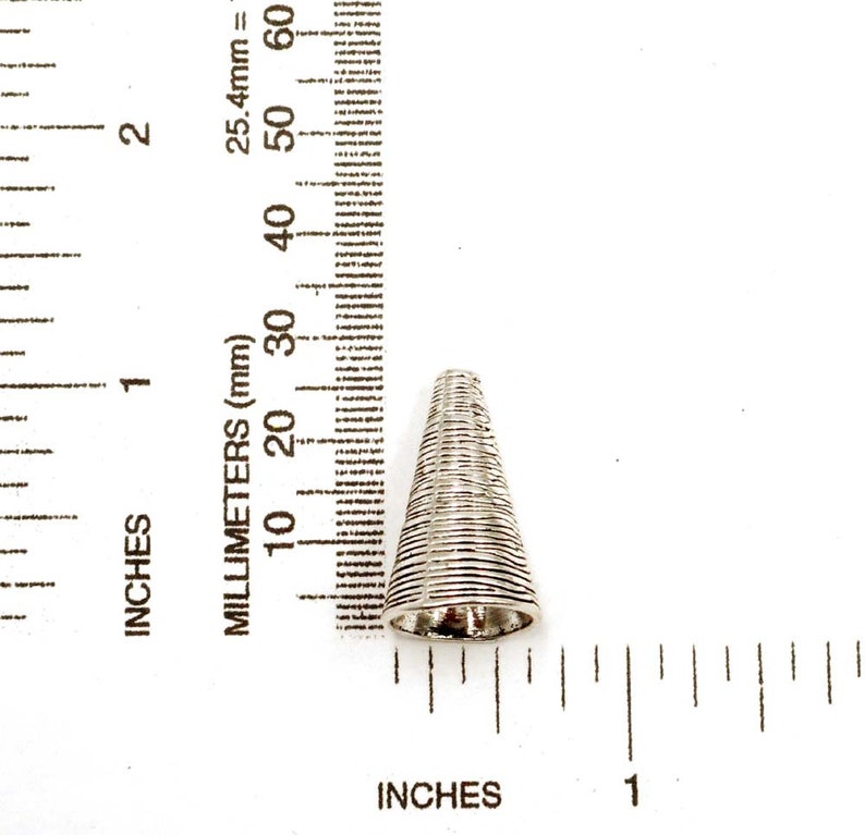 4 Antique Silver Cone Bead/Tassel Caps 32-13-A image 2