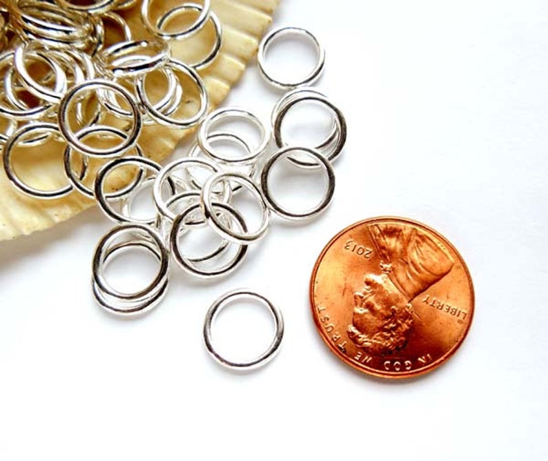 50 Silver Plated Closed Loop Jump Rings 10mm 7-9 image 3