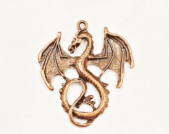 1 Antique Copper Dragon Pendant/Charm/Connector - 30-15-10