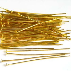 50 Gold Plated Head Pins - 15-12