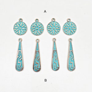 4 Patina Plated Drop Charms - 27-6-4