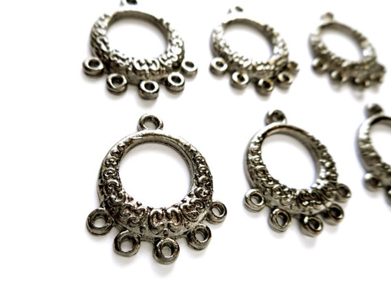 6 Gunmetal Chandelier Earring Components 146 Etsy