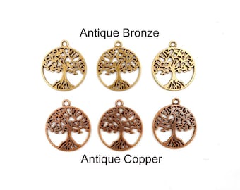 6 Antique Bronze Or Antique Copper Tree Of Life Charms - 21-TOP-6