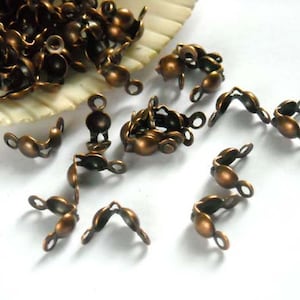 50 Or 100 Antique Copper End Cap Terminators - 17-AC-9