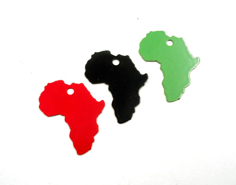 4 Red, Black Or Green Brass Africa Charms 22-12-5 image 4