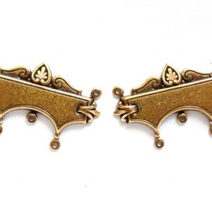 2 Antique Bronze Nouveau Connectors - 1-52