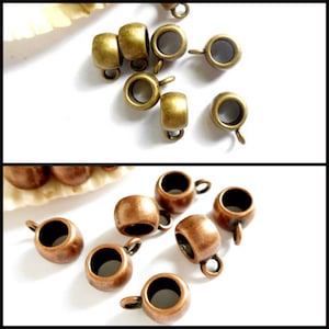 10 Antique Bronze Or Antique Copper Round Slider Bails - 16-8