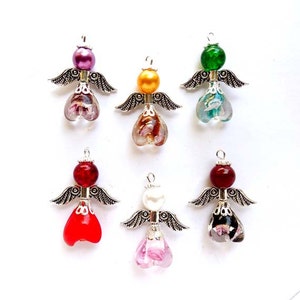 6 Assorted Antique Silver Angel Charms - 21-13-5