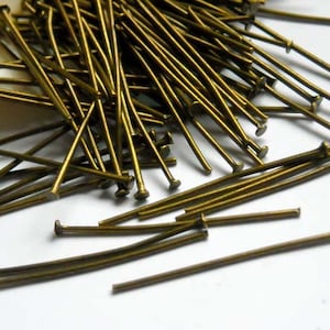 50 Or 100 Antique Bronze Head Pins - 29-82