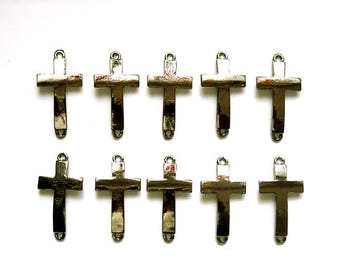 10 Gunmetal Sideways Cross Connector Charms - 2-C-11-A