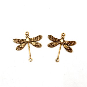 2 connettori a forma di libellula in bronzo antico - 2 in 15