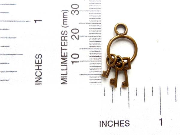 6 Pcs Antique Bronze Two Hole Key Charms Pendants 23x75mm A4834
