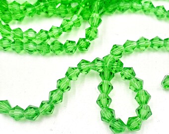40 Green Faceted Bicone Glass Beads - 39-25-G