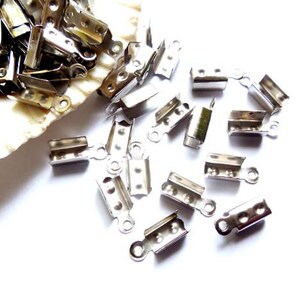 50 Silver Cord End Tips - 17-11