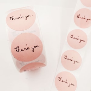 Pink Thank You Sticker Roll With Black Letters - 500 Pieces - 36-17