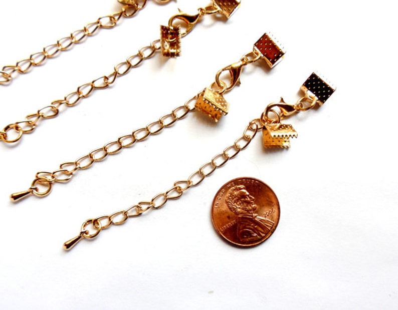 4 KC Gold Plated Extender Chain With Crimp Ribbon Ends Etsy