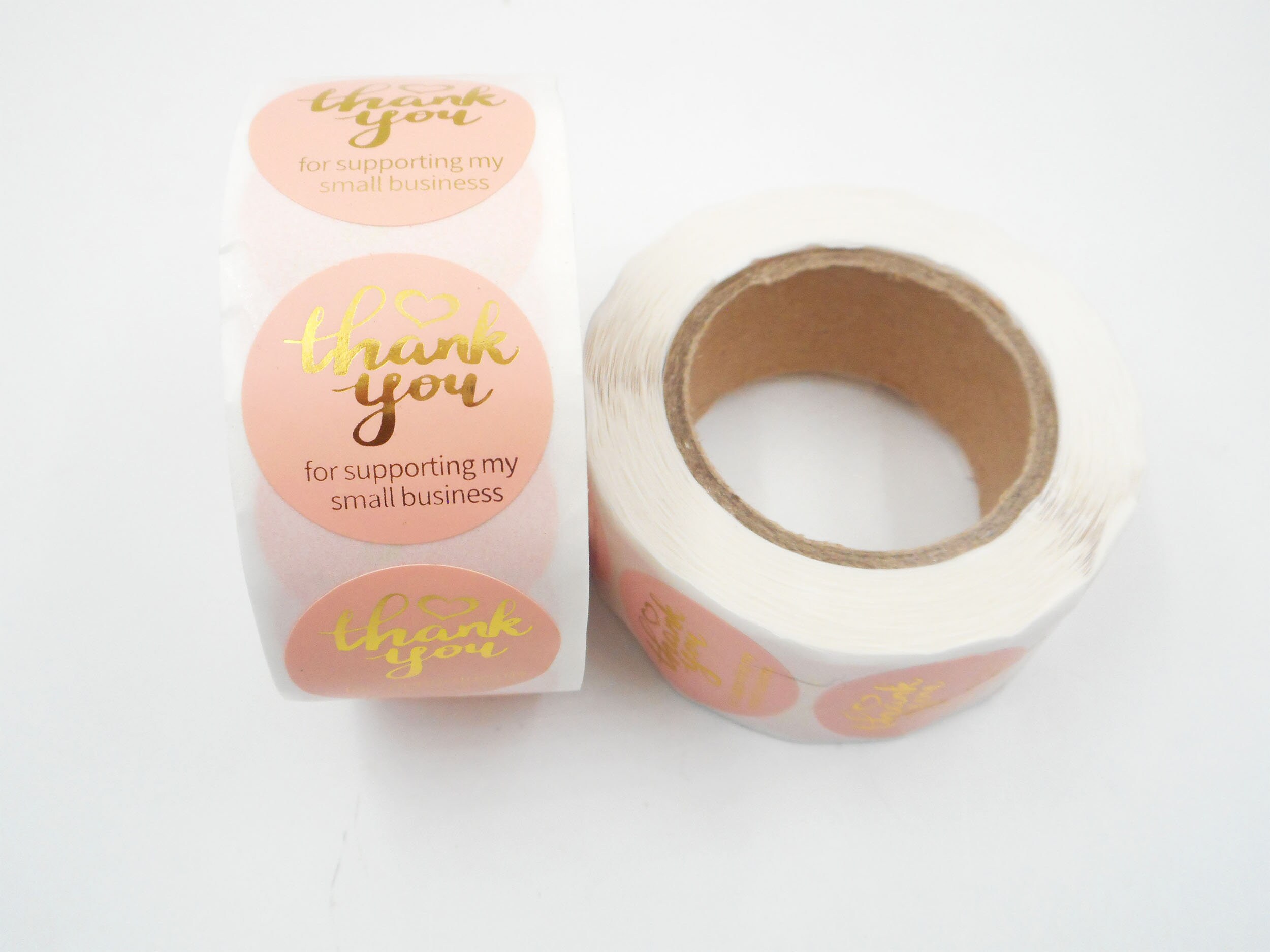 Pink Thank You Sticker Roll With Metallic Gold Letters - 500 Pieces ...